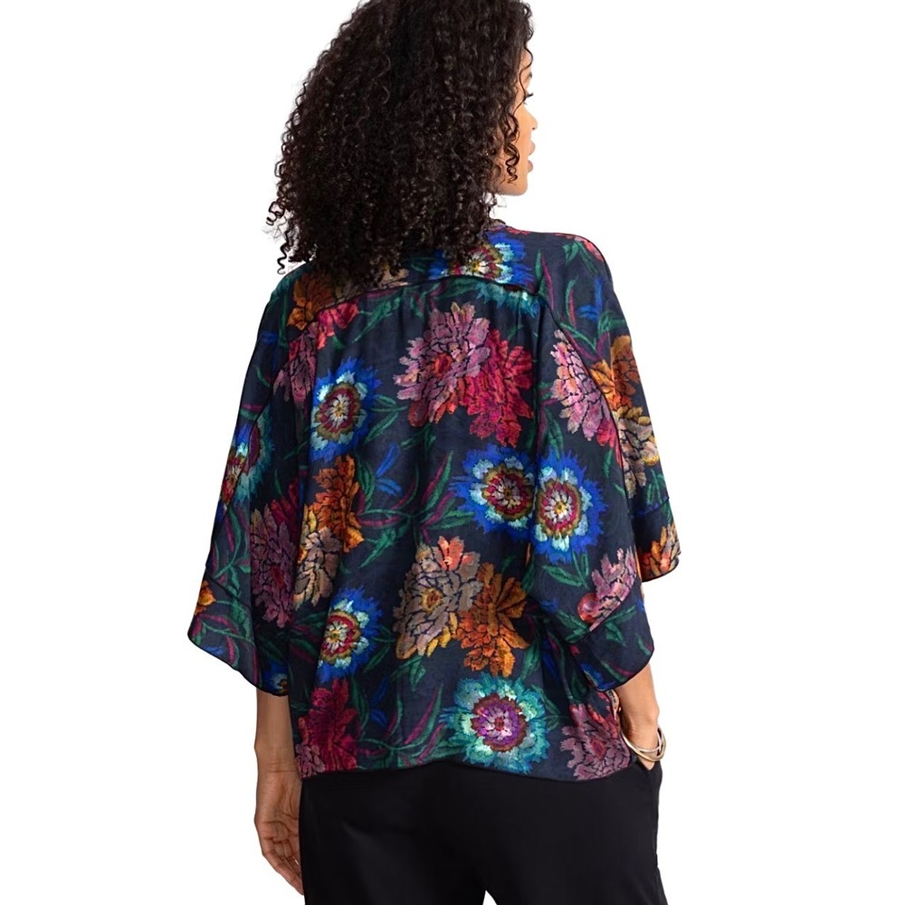 Johnny Was Reversible Flow Shrug Women XL Paisley Floral Boho Blouse - Picture 5 of 11